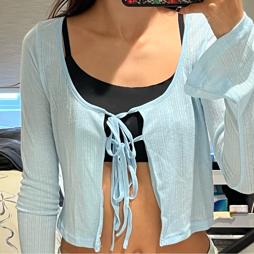 Baby blue barbell long sleeve top